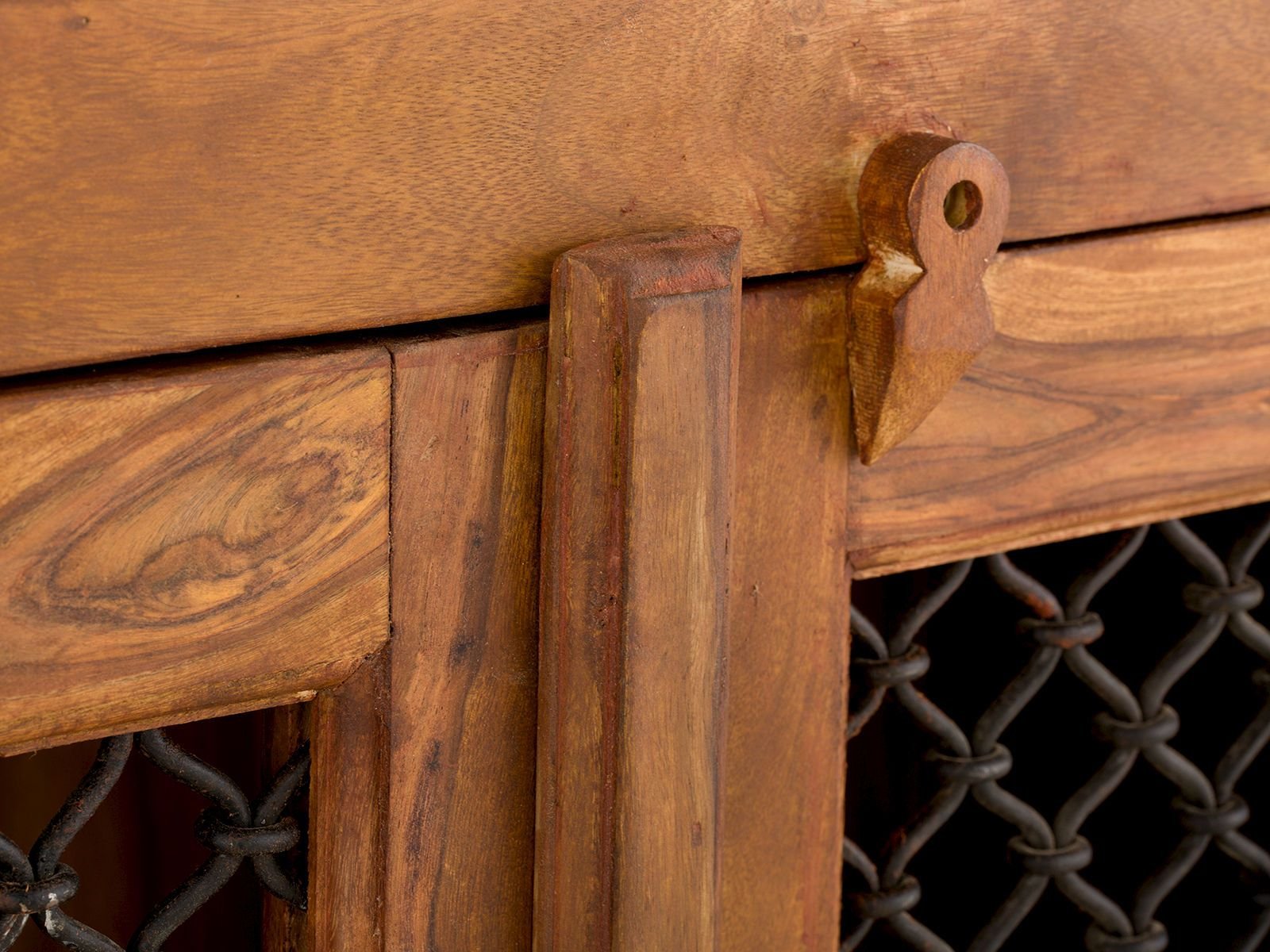 Rustic Solid Sheesham Wood Bookcase With Metal Doors - Image 5