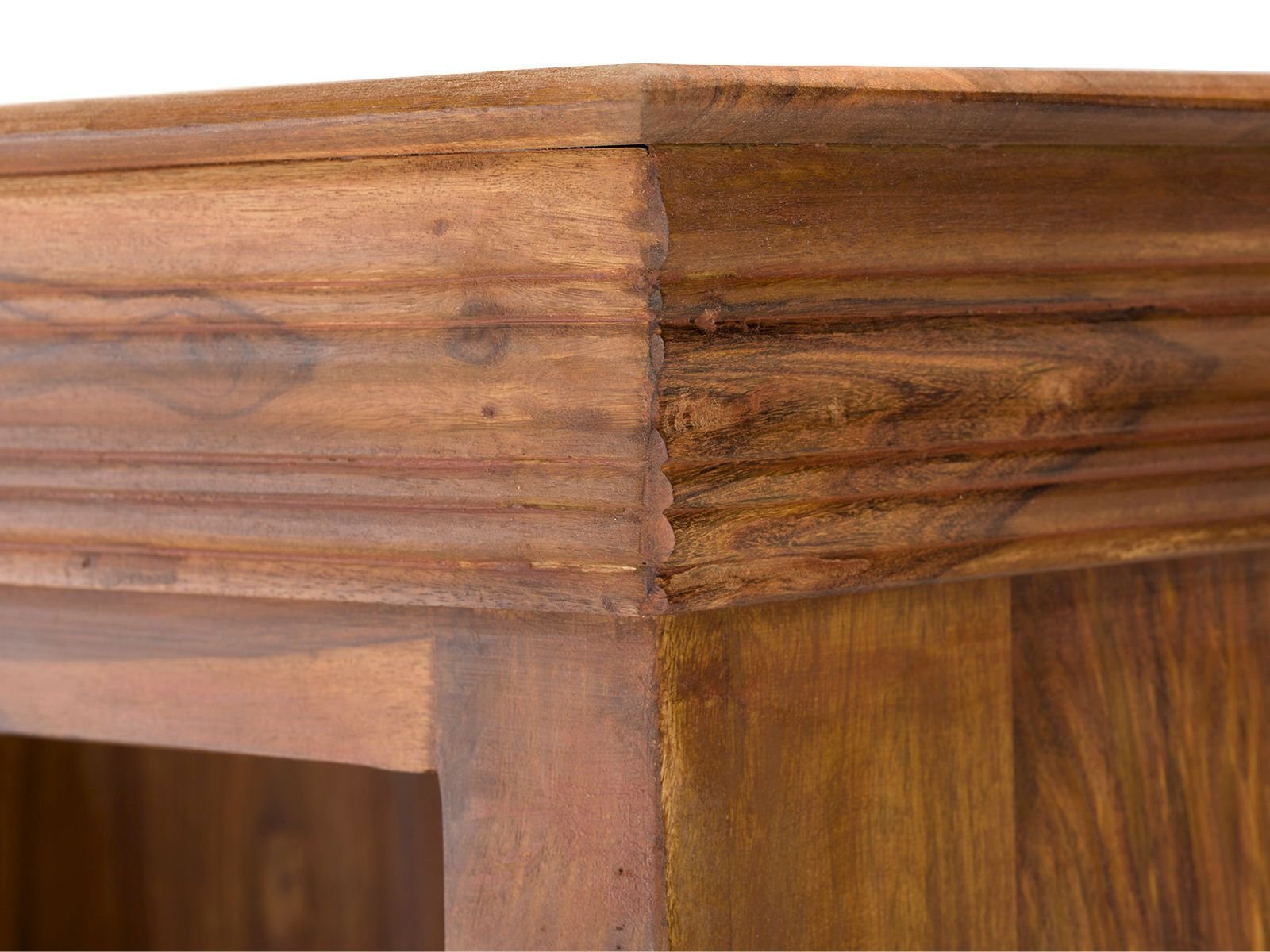 Rustic Solid Sheesham Wood Bookcase With Metal Doors - Image 7