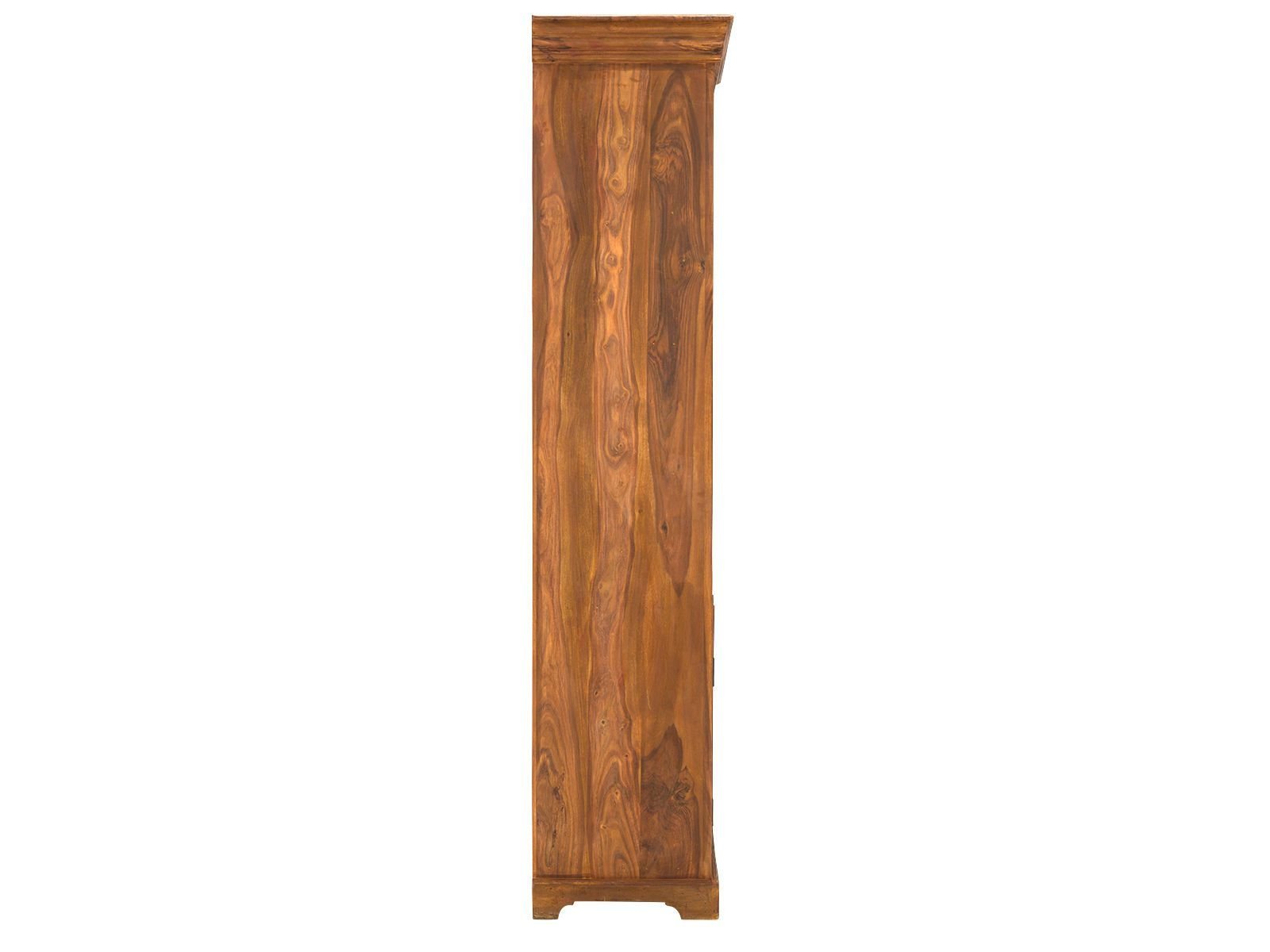 Rustic Solid Sheesham Wood Bookcase With Metal Doors - Image 9