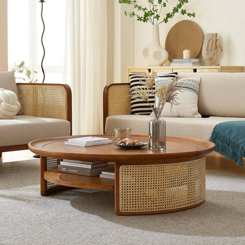 Mandor Premium Round Coffee Table with Natural Cane - Image 5