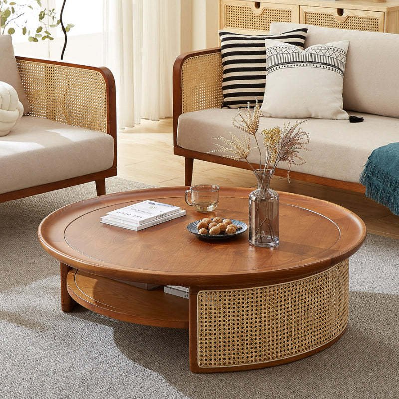 Mandor Premium Round Coffee Table with Natural Cane - Image 4