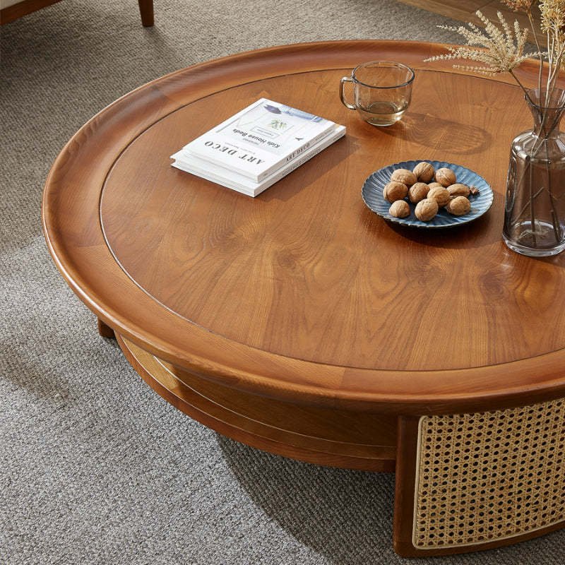 Mandor Premium Round Coffee Table with Natural Cane - Image 3