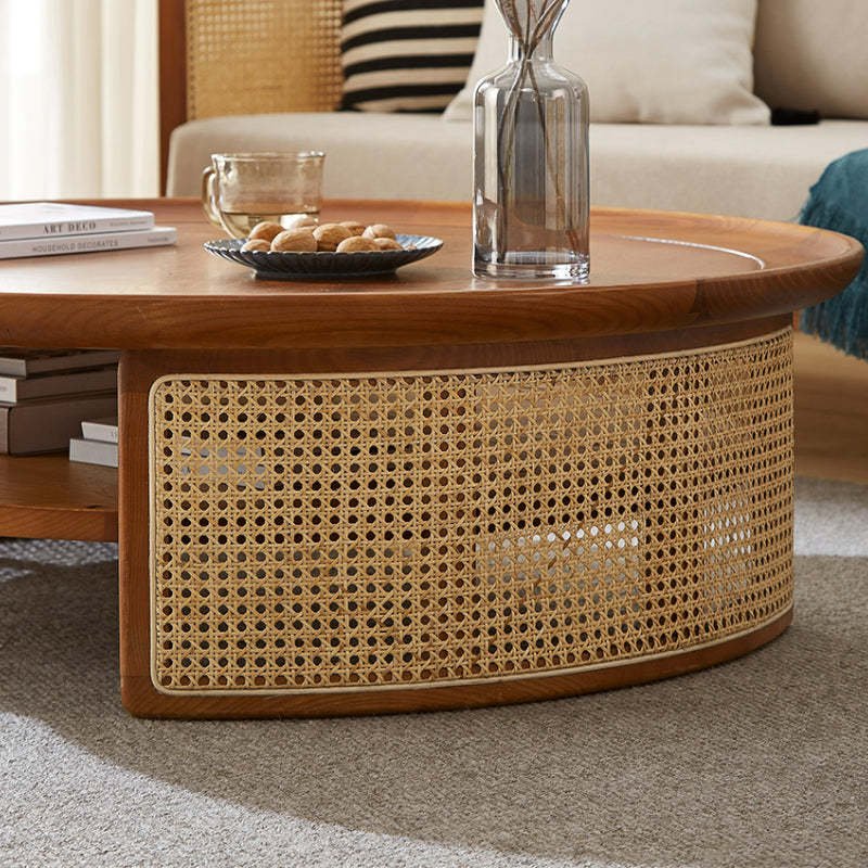 Mandor Premium Round Coffee Table with Natural Cane - Image 6