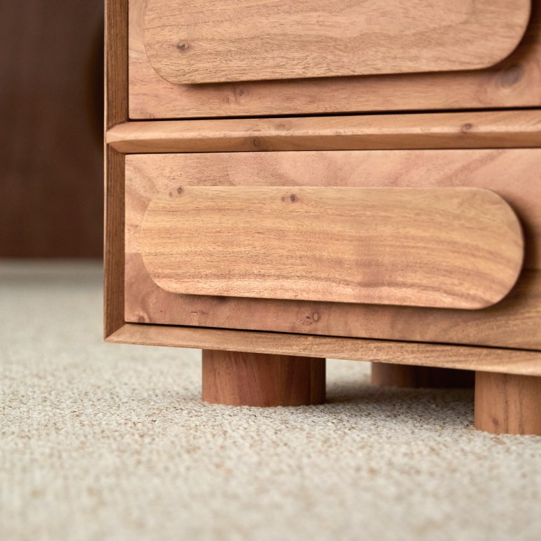 Cisco Three-drawer Premium Acacia Wood Bedside - Image 5