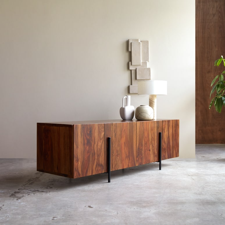Tolka Solid Sheesham Wood Low Sideboard - Image 4