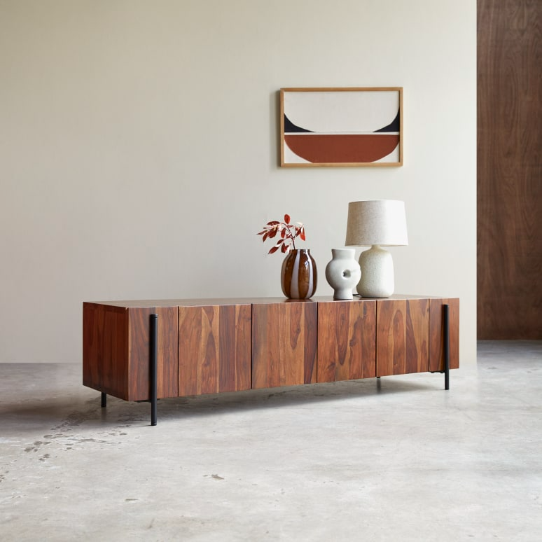 Tolka Solid Sheesham Wood Low TV Unit - Image 4