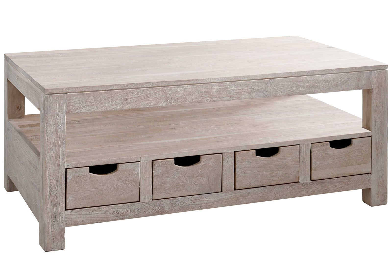 Fade White Solid Acacia Wood Coffee Table - Image 5