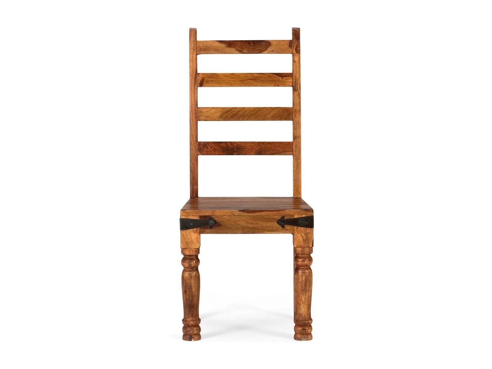 Rustic Set of 2 Solid Wood Chairs #08 - Image 2