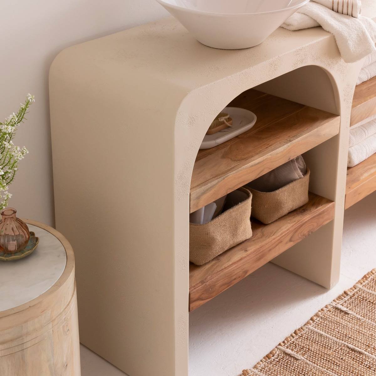 Fade Natural Solid Wood Vanity Unit - Image 4