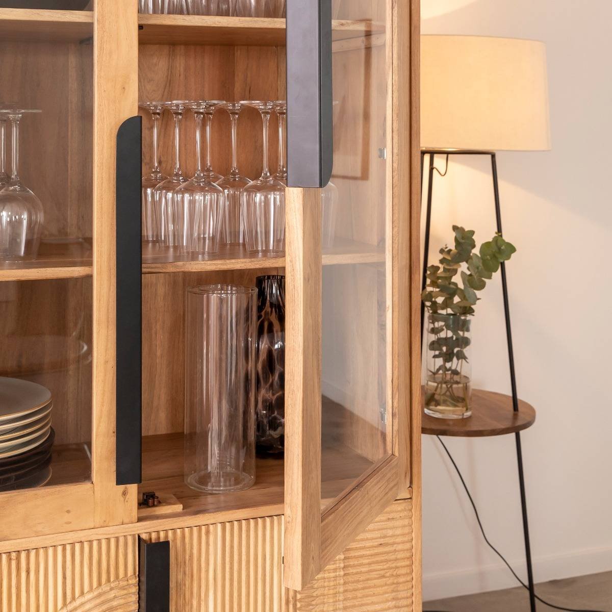 Albert Acacia Wood And Metal Display Cabinet - Image 2