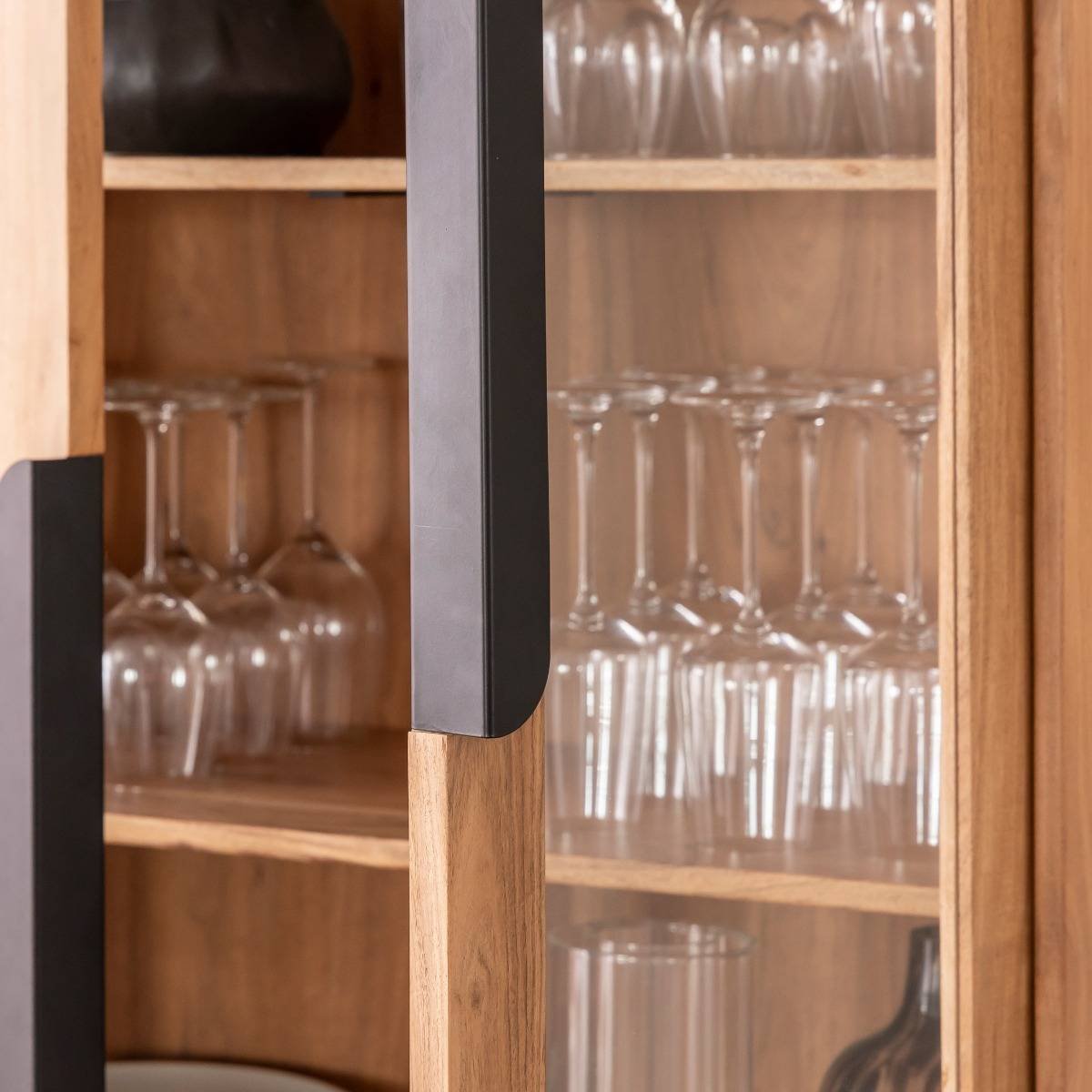 Albert Acacia Wood And Metal Display Cabinet - Image 5