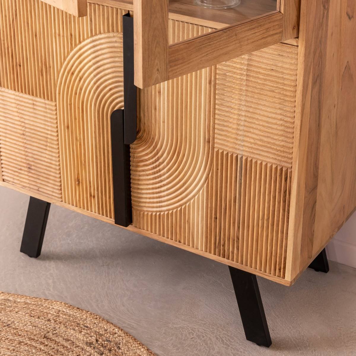 Albert Acacia Wood And Metal Display Cabinet - Image 7
