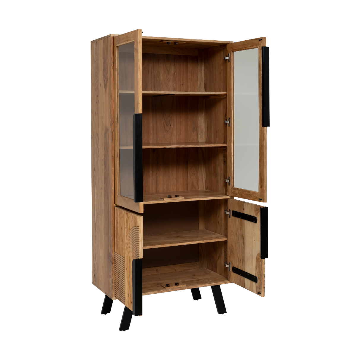 Albert Acacia Wood And Metal Display Cabinet - Image 6