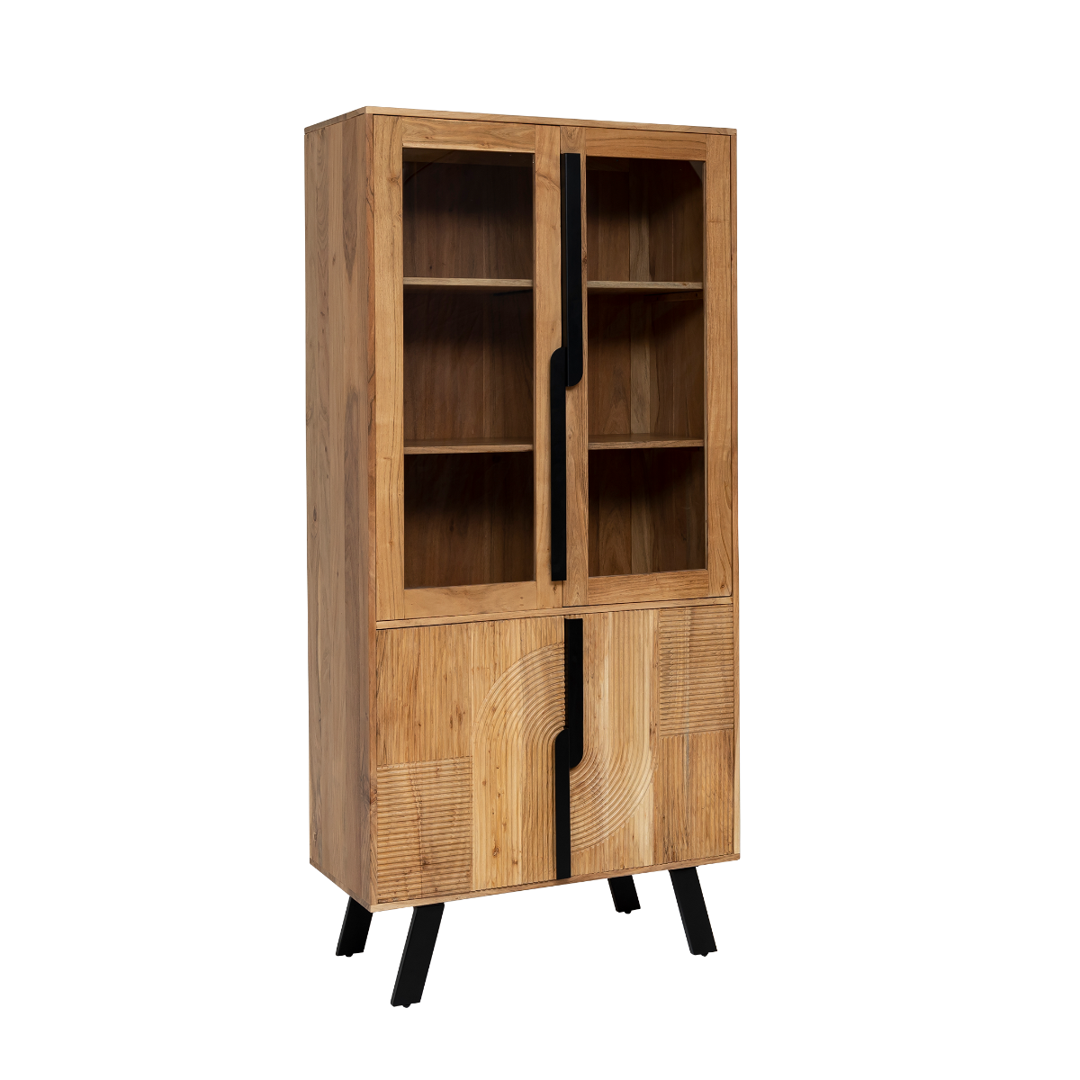Albert Acacia Wood And Metal Display Cabinet - Image 3