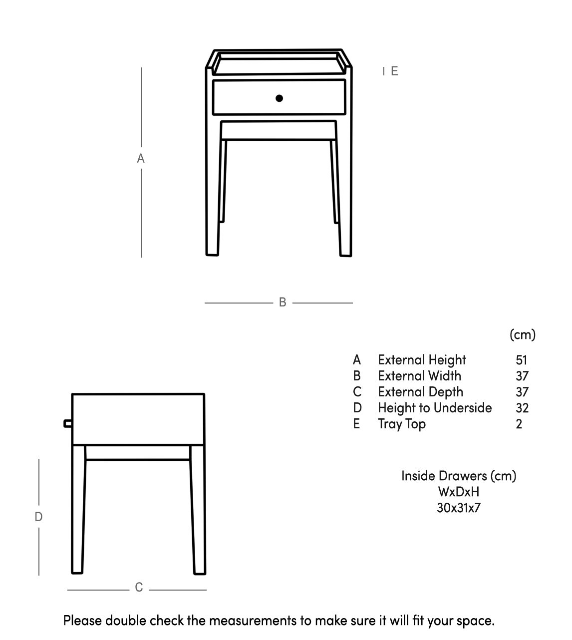 Adam Solid Wood Bedside Table - Image 7