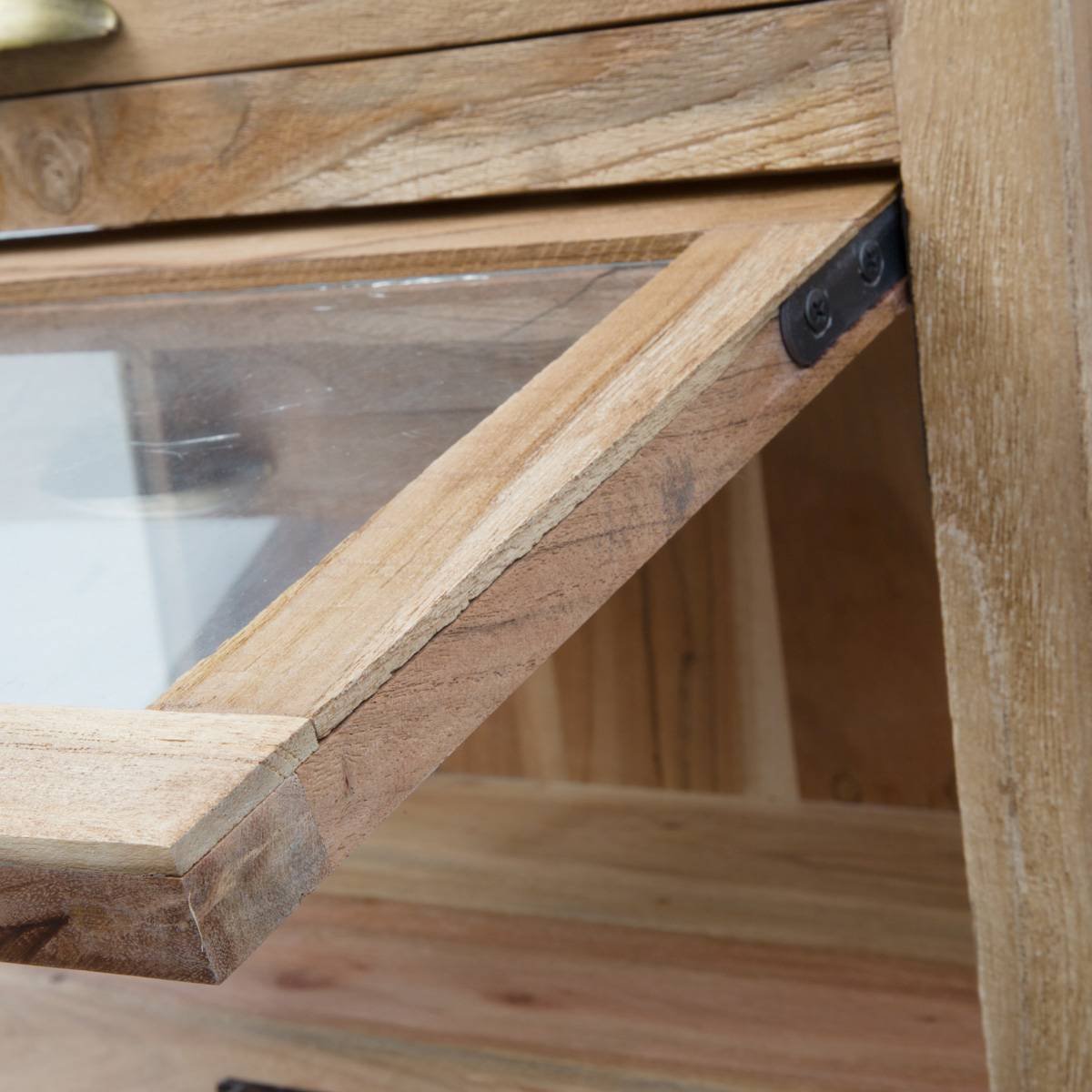 Albert Acacia Wood And Metal Display Cabinet - Image 4