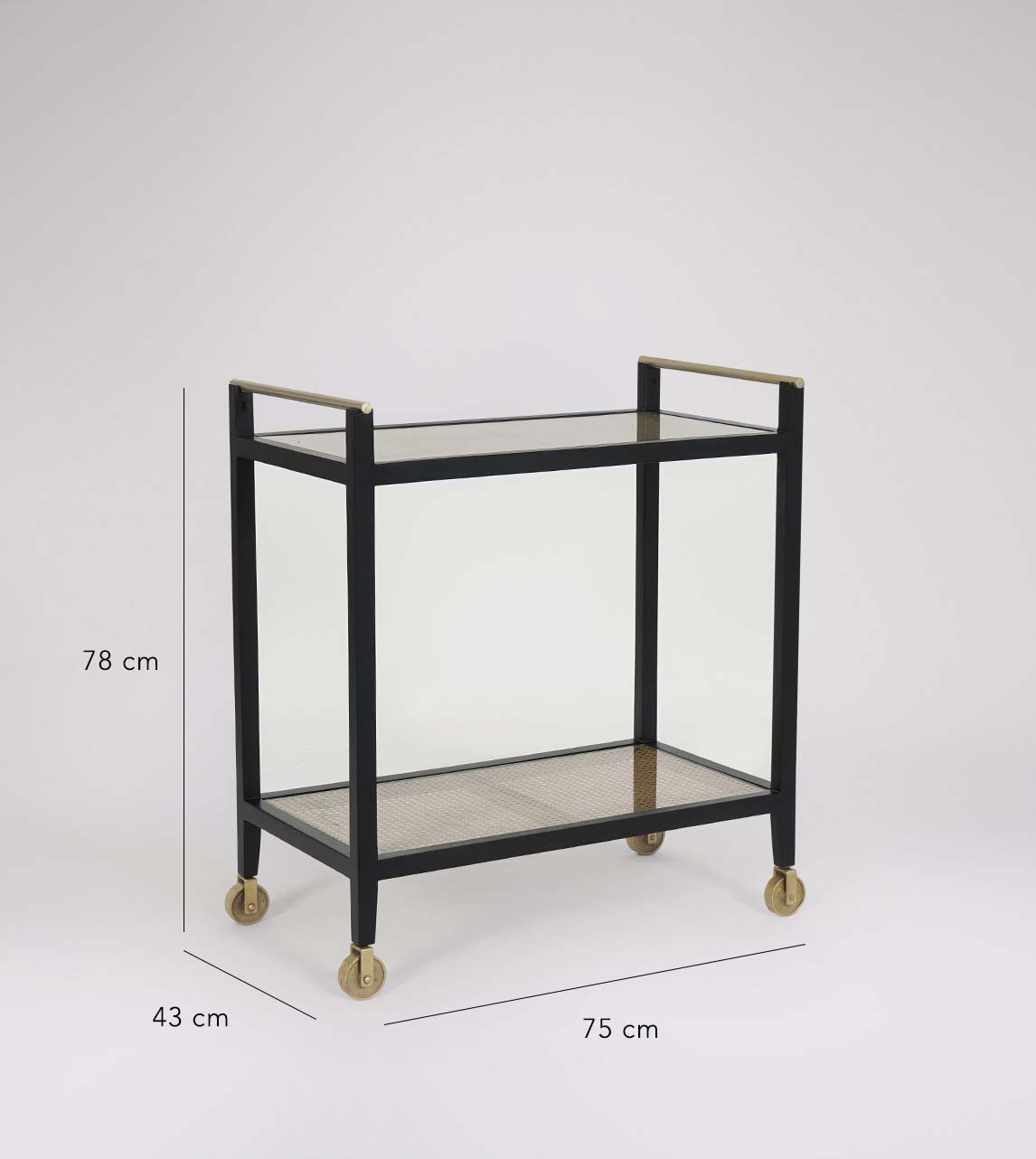 Rattan Black Solid Wood Serving/Drinks Trolley - Image 5