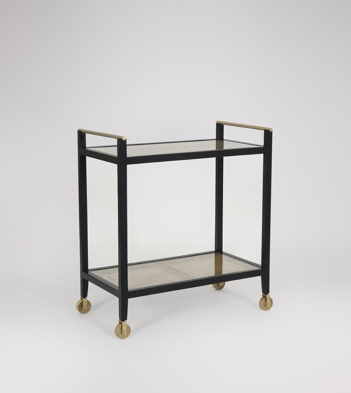 Rattan Black Solid Wood Serving/Drinks Trolley - Image 2