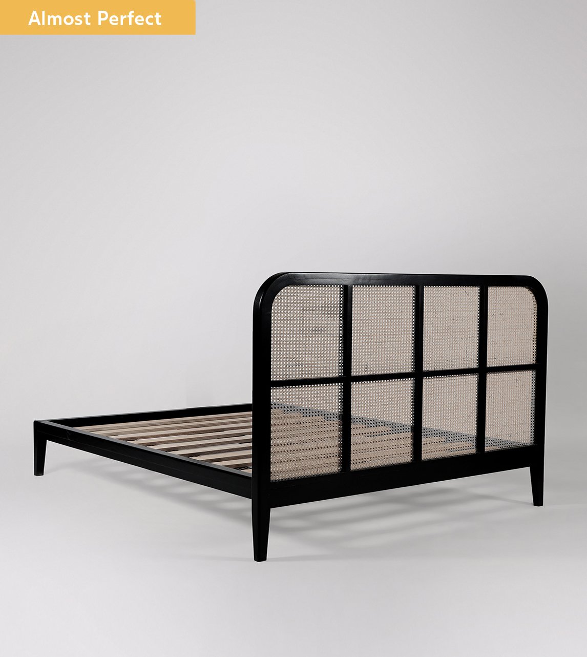 Rattan Black Solid Wood Bed - Image 3