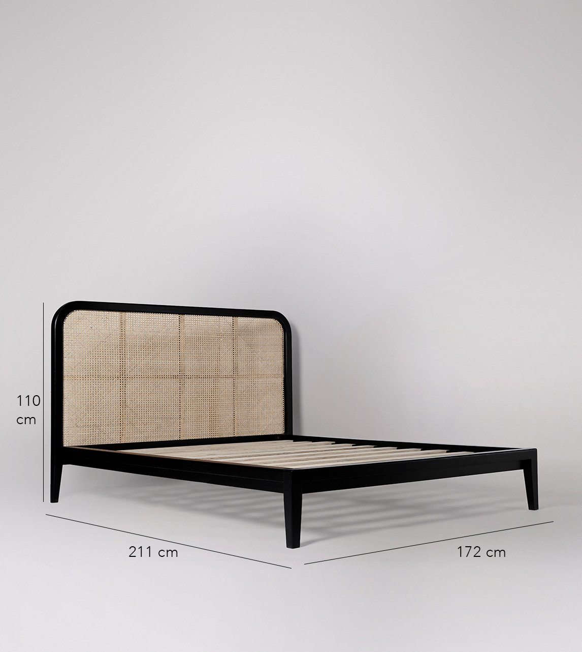 Rattan Black Solid Wood Bed - Image 2