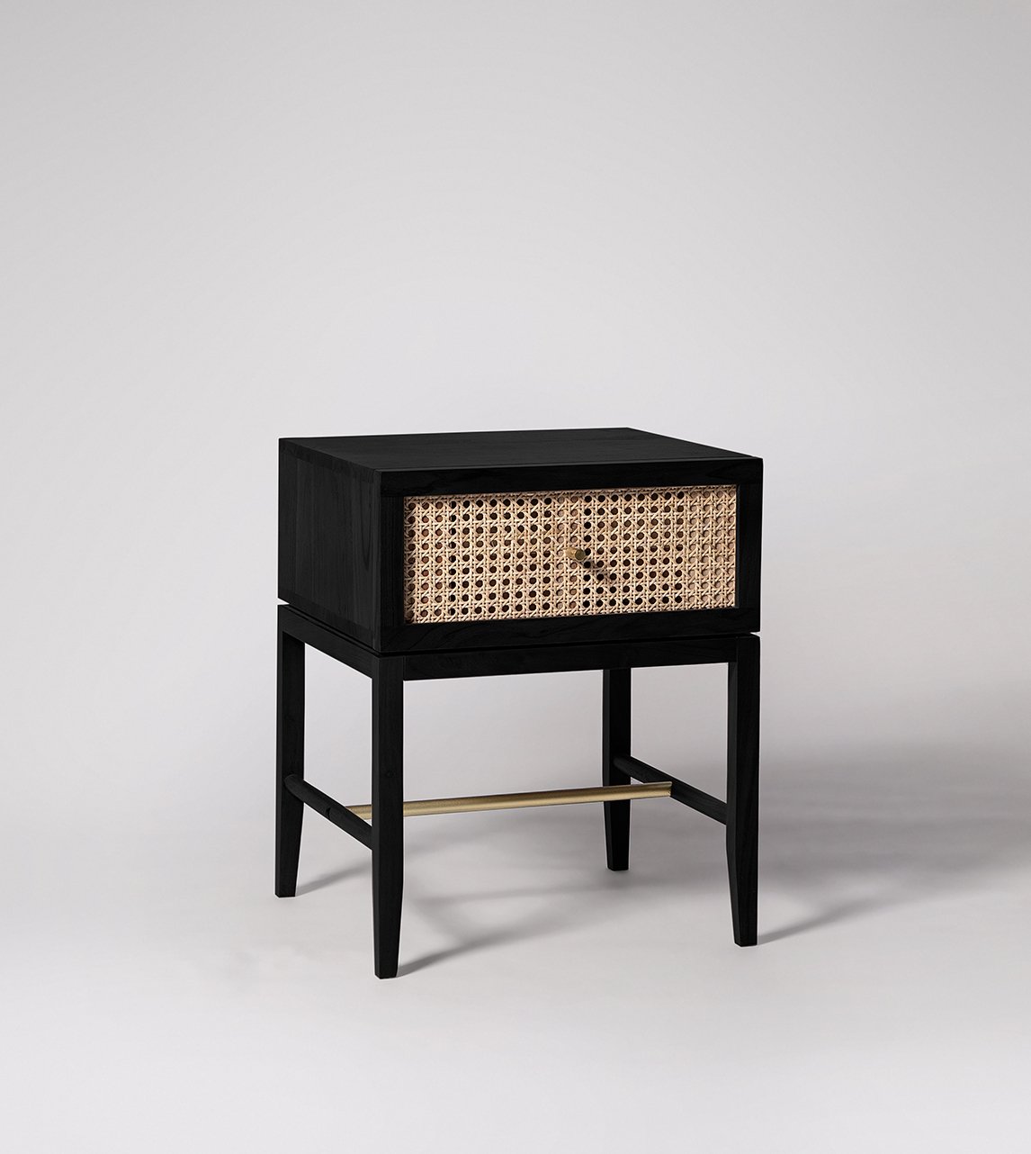 Rattan Black Bedside Table - Image 2