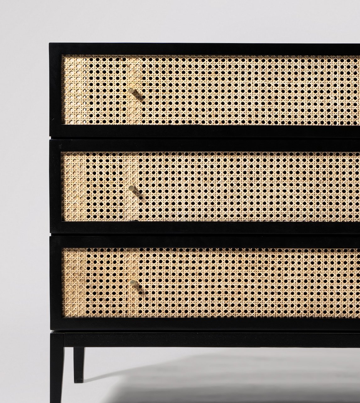 Rattan Black Solid Wood Chest of Drawers - Image 4