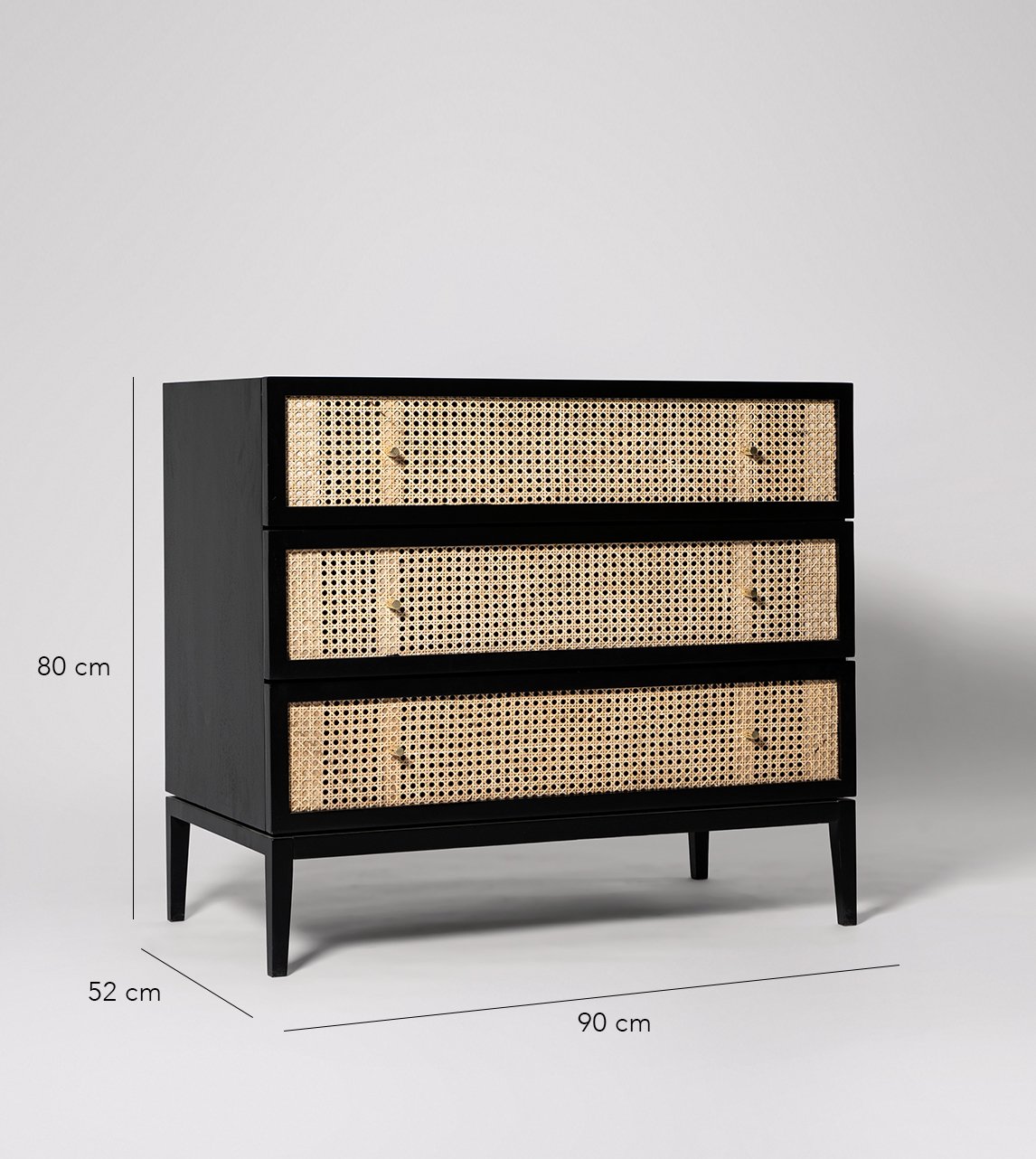 Rattan Black Solid Wood Chest of Drawers - Image 5