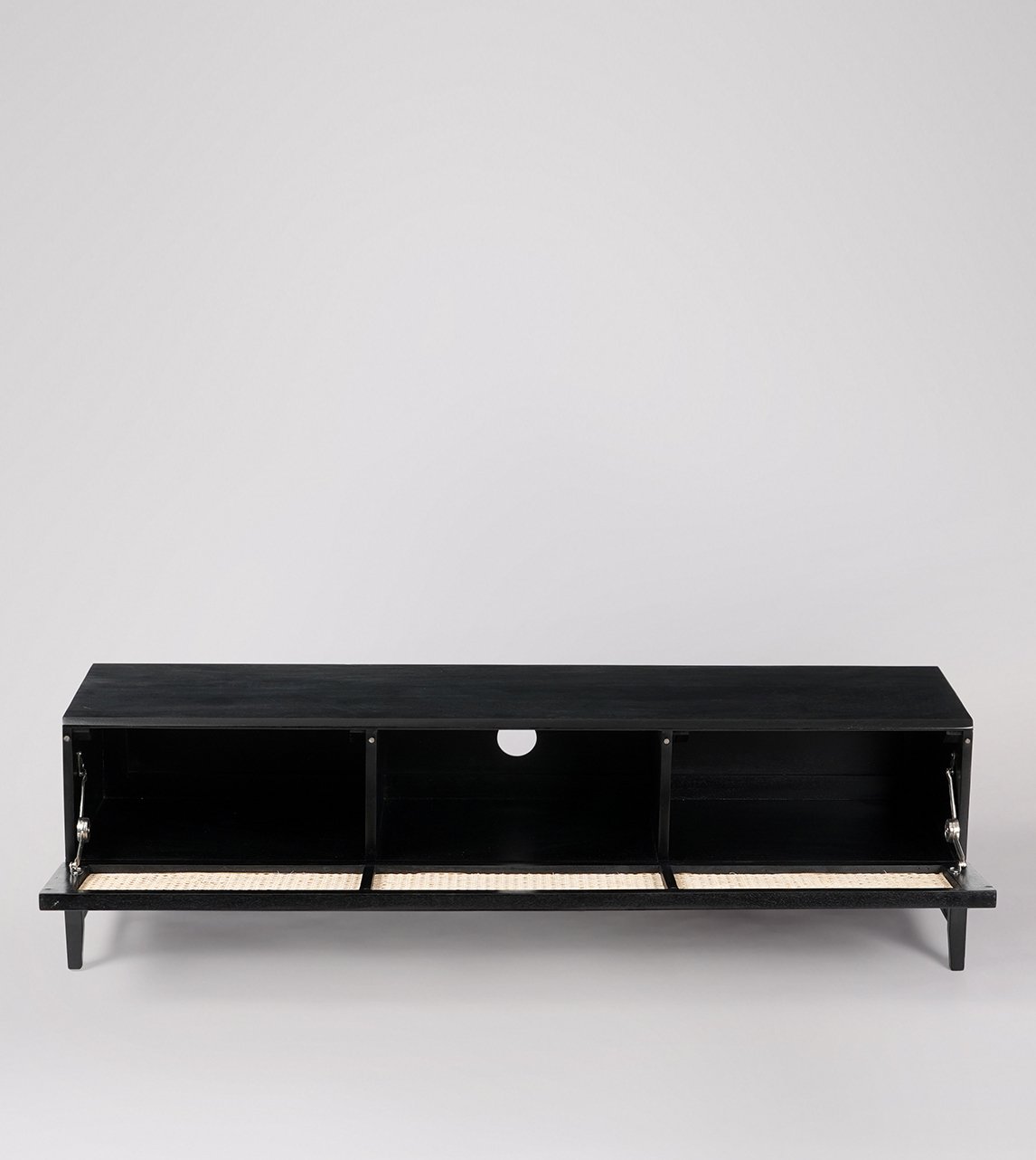 Rattan Black Solid Wood TV Stand - Image 2