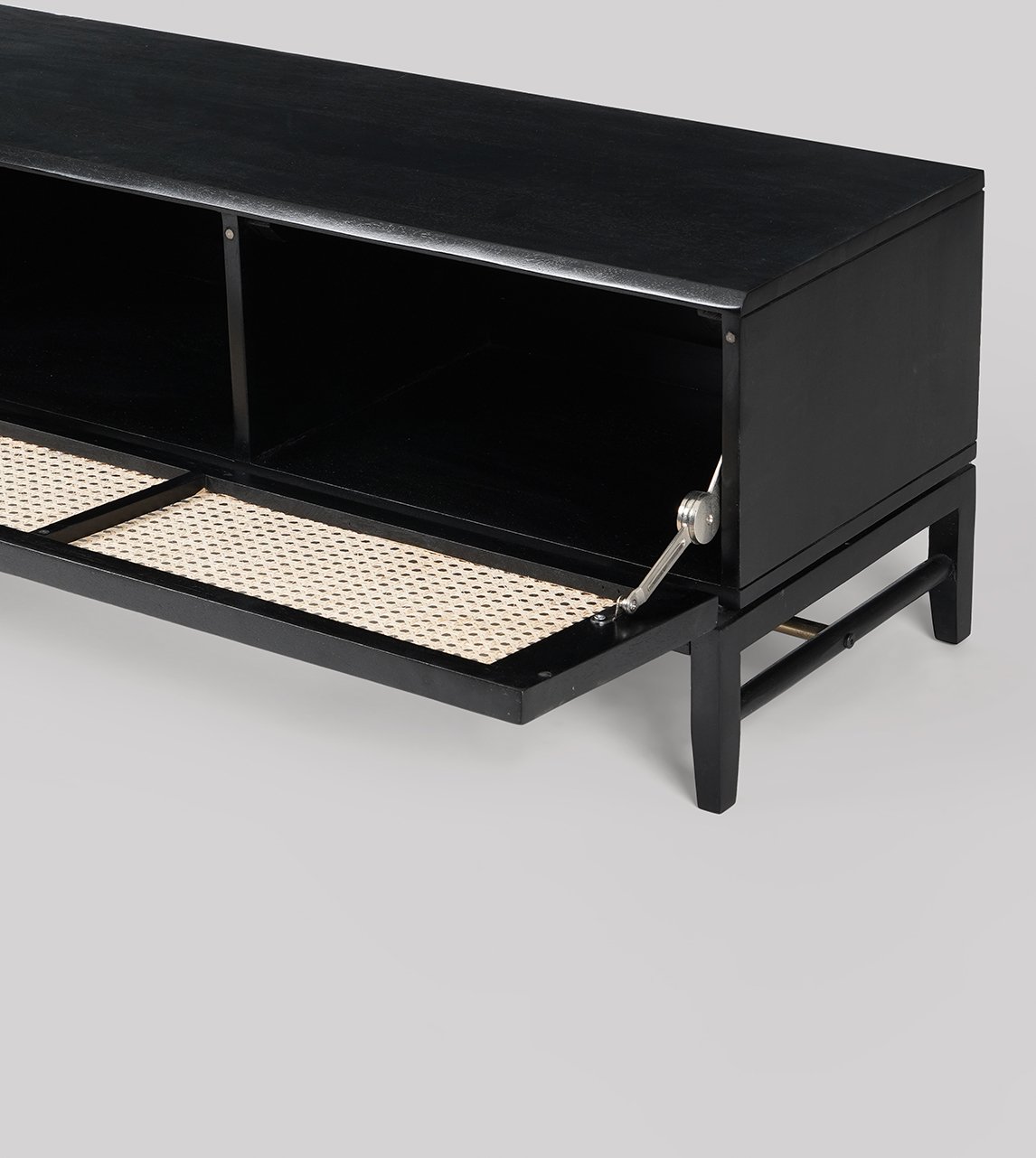 Rattan Black Solid Wood TV Stand - Image 3