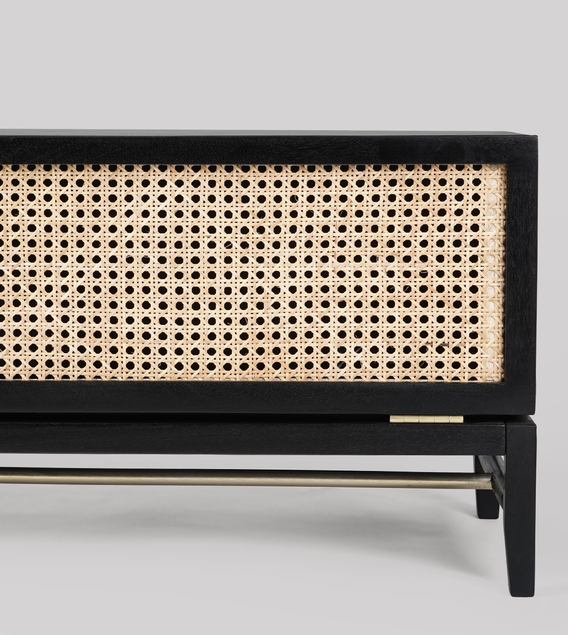Rattan Black Solid Wood TV Stand - Image 4