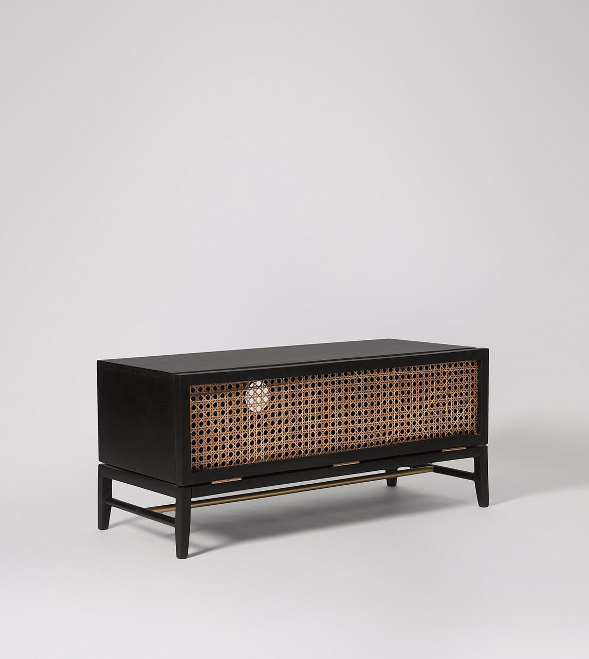 Rattan Black Solid Wood TV Stand #02 - Image 2