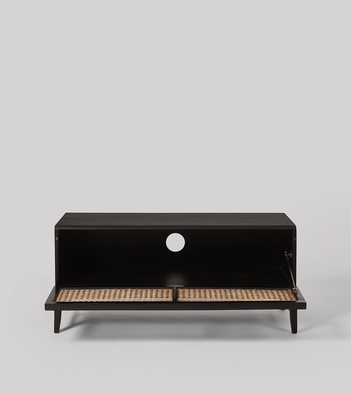 Rattan Black Solid Wood TV Stand #02 - Image 3