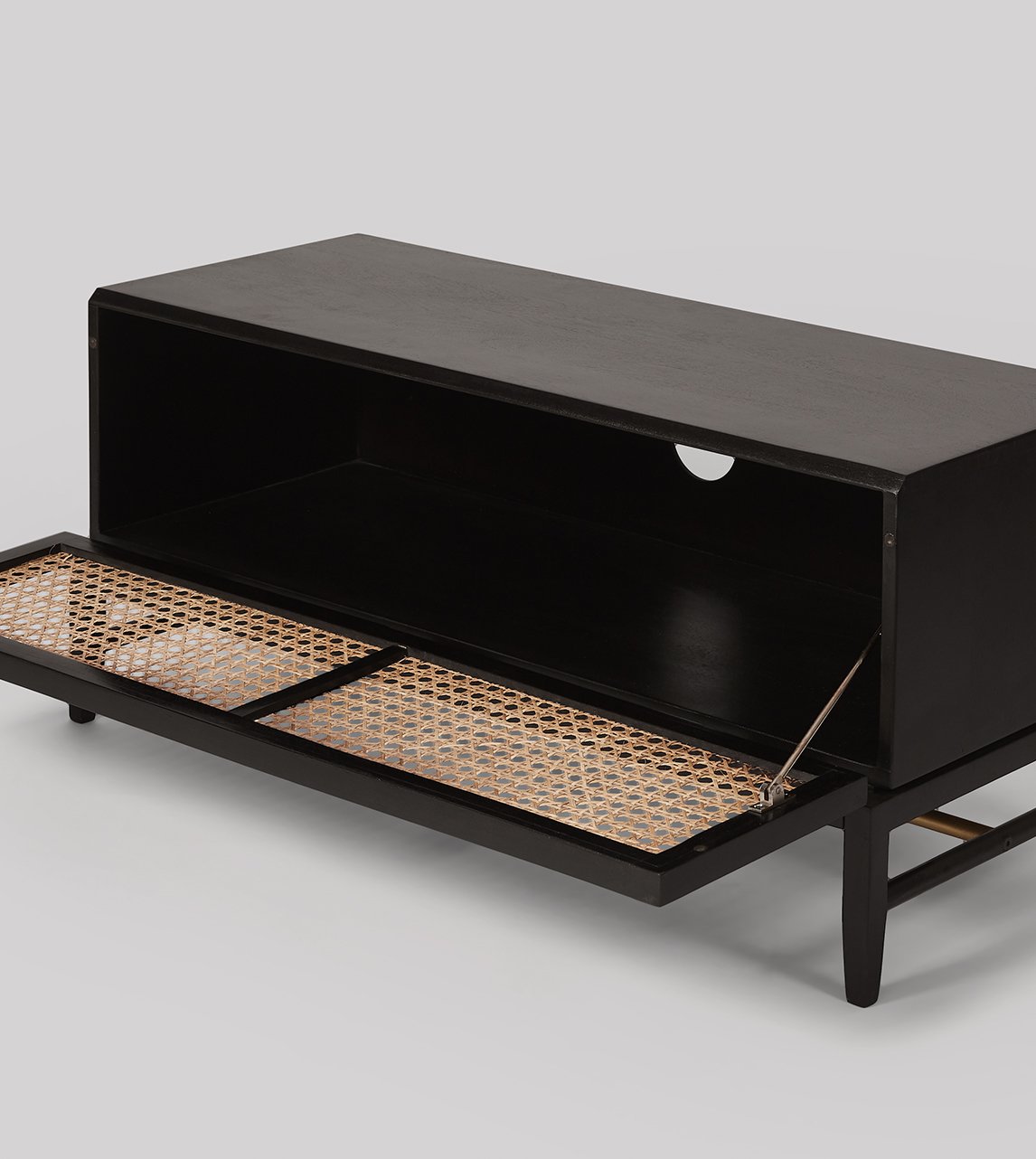 Rattan Black Solid Wood TV Stand #02 - Image 4