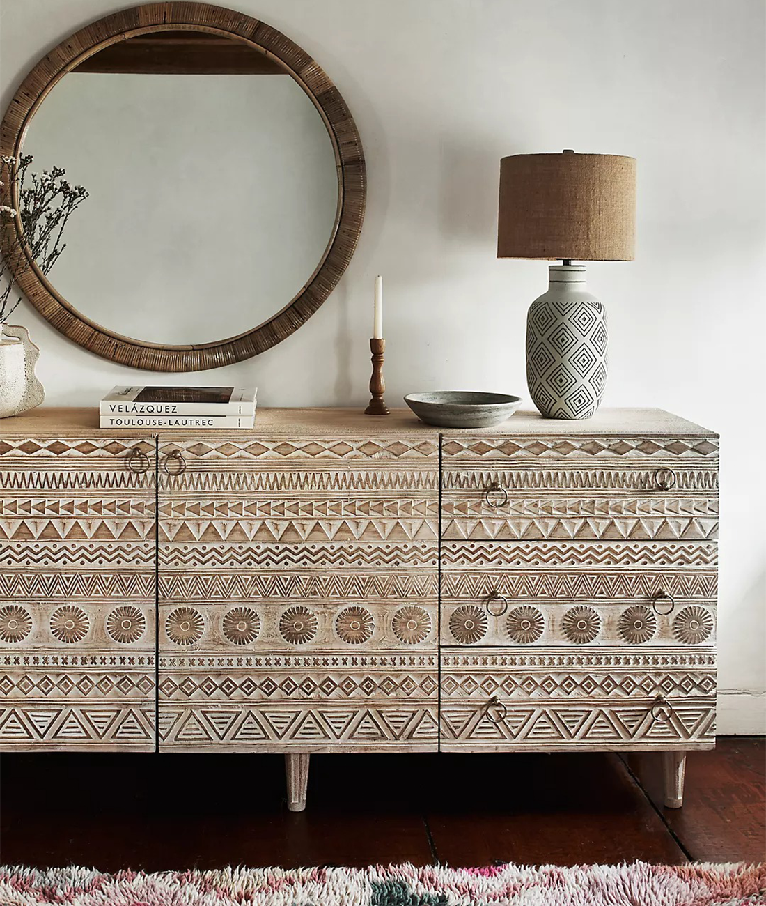 Jodhpur Traditional Carved Mango Wood Sideboard - Image 4