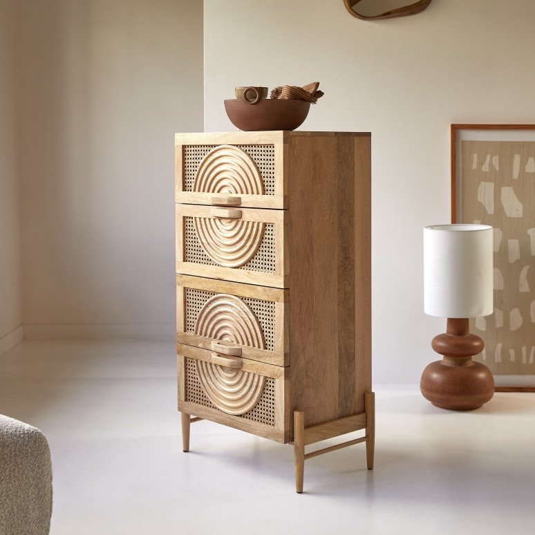 Vratta Mango Wood Chest Of Drawers with Cane - Image 4