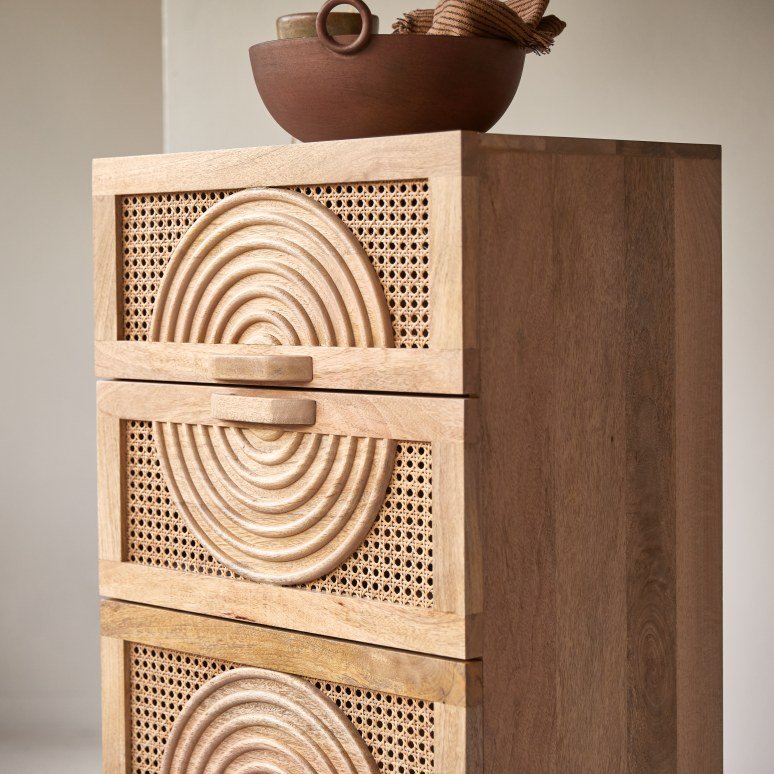 Vratta Mango Wood Chest Of Drawers with Cane - Image 5