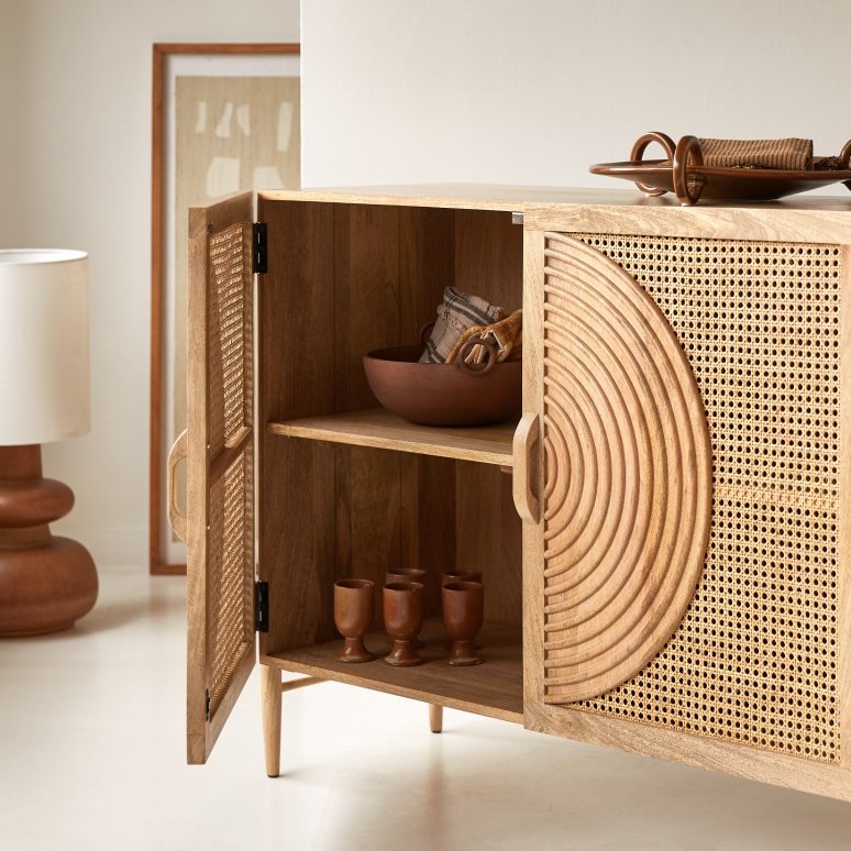 Vratta Solid Mango Wood Sideboard with Cane - Image 5