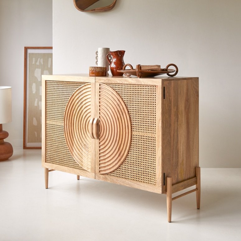 Vratta Solid Mango Wood Sideboard with Cane - Image 3